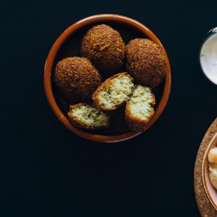 Falafel with hummus and tzatziki